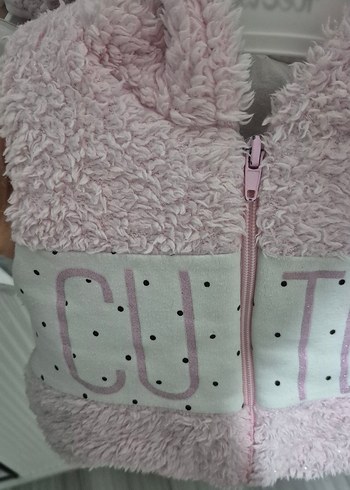 Kız Çocuk Peluş Kapüşonlu Yelek - Görsel 4