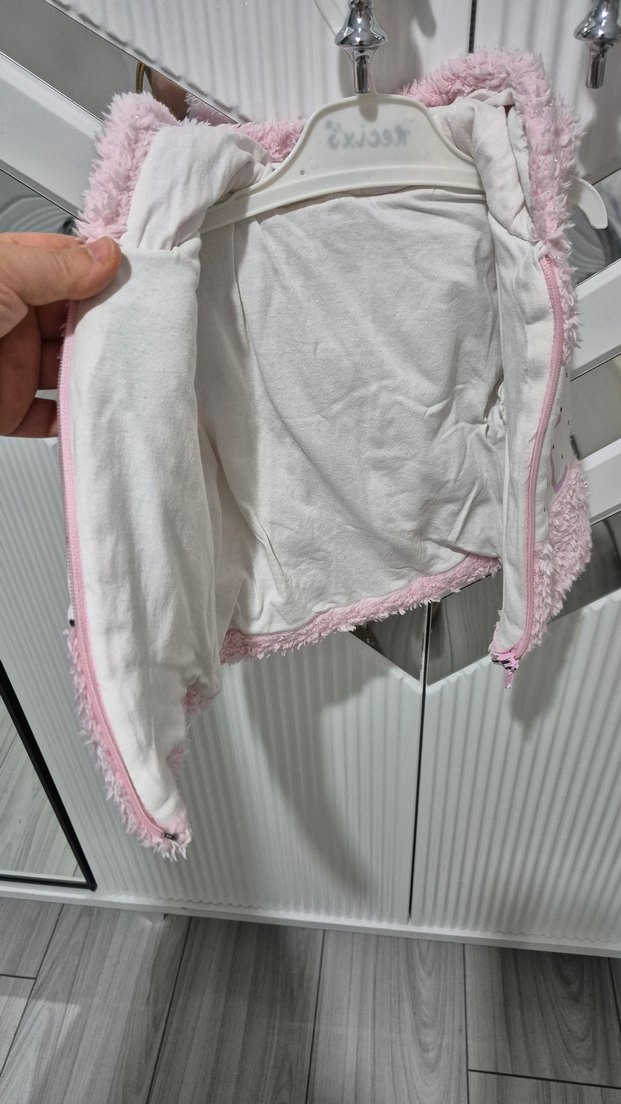 Kız Çocuk Peluş Kapüşonlu Yelek - Görsel 3