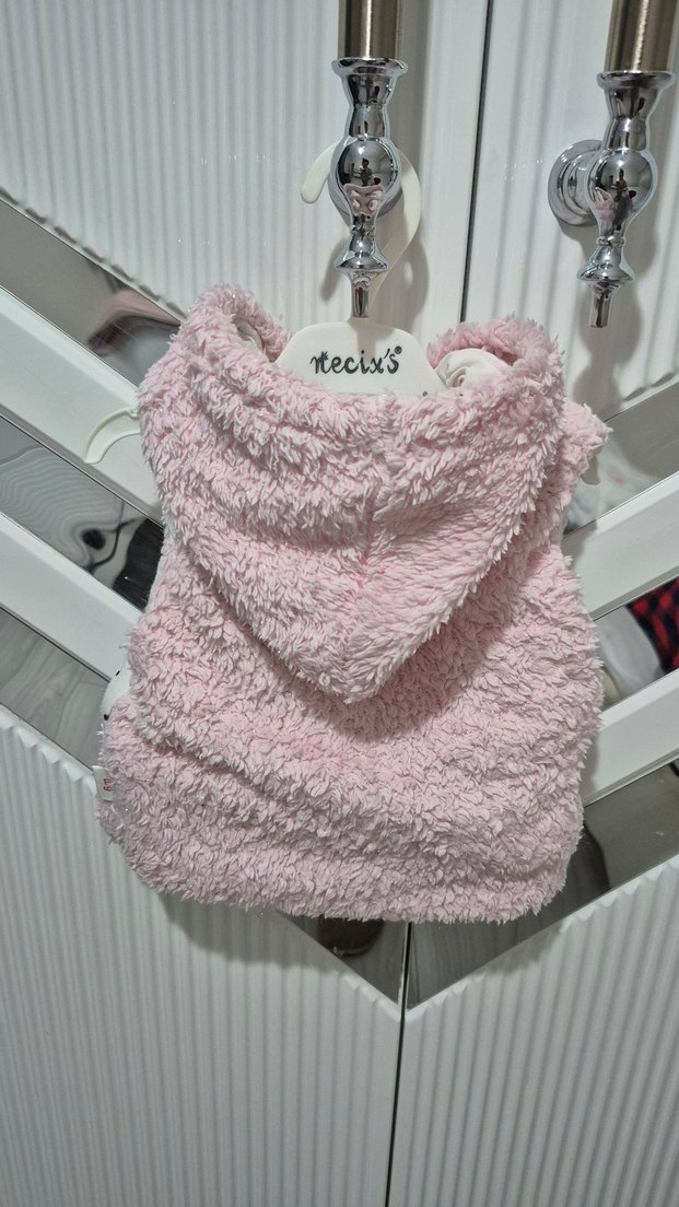 Kız Çocuk Peluş Kapüşonlu Yelek - Görsel 2