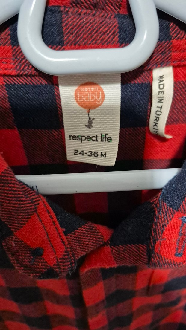 Erkek Çocuk Kırmızı Kareli Uzun Kollu Gömlek - Görsel 4