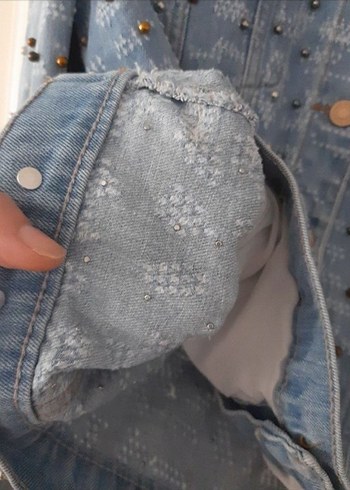 zimbali yirtikli taşlı ipekyol ceket - Görsel 2