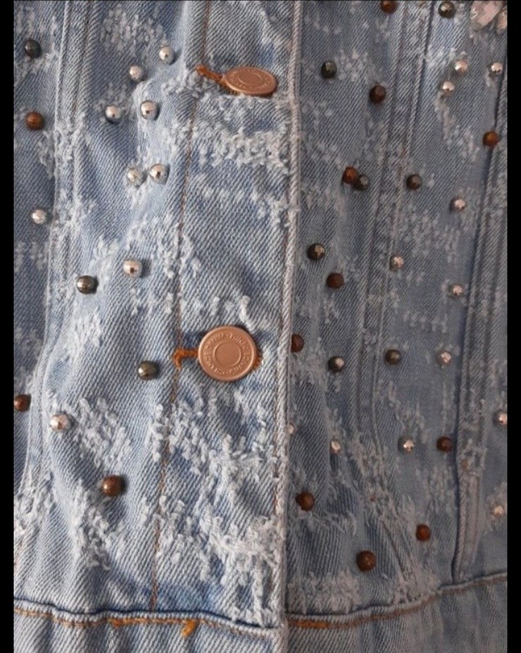 zimbali yirtikli taşlı ipekyol ceket - Görsel 5