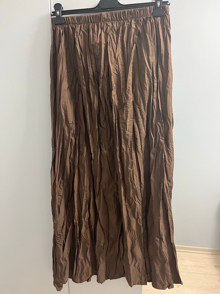 Kadın Kahverengi Uzun Piliseli Etek - Görsel 2