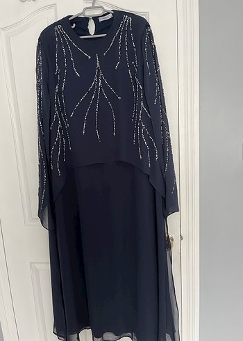 Navy İşlemeli Uzun Kollu Anne Abiye - Görsel 2