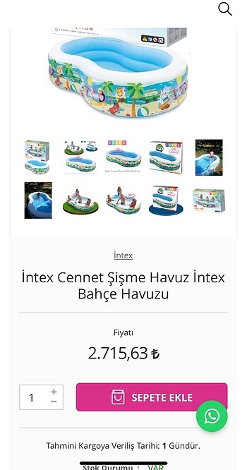 Diğer İntex bahçe boy büyük şişme boy havuz