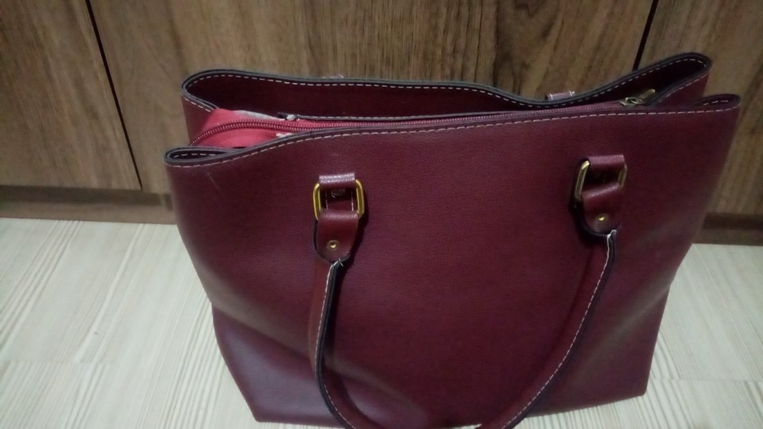 Parlak Kahverengi Deri Kadın Portföy Çanta - Görsel 5