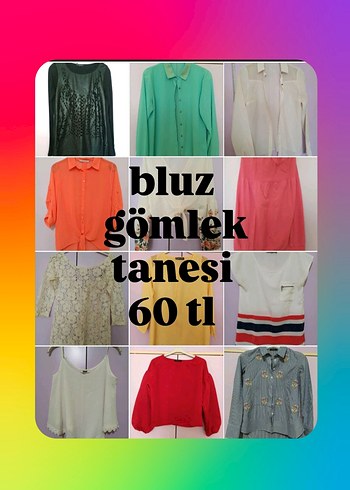 Çok Renkli Pamuklu Uzun Kollu Mini Bluz