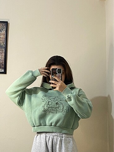 Nakışlı Crop Sweatshirt
