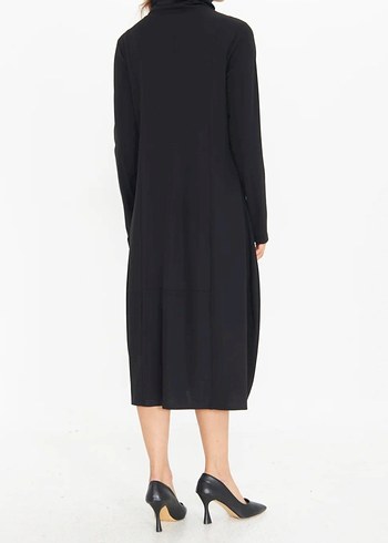 Yüksek Yakalı Siyah Uzun Kadın elbise - Görsel 5