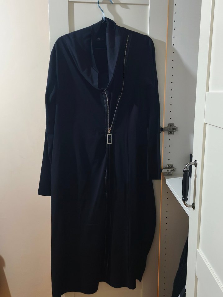 Yüksek Yakalı Siyah Uzun Kadın elbise - Görsel 2