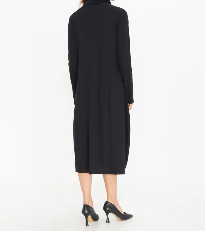 Yüksek Yakalı Siyah Uzun Kadın elbise - Görsel 5