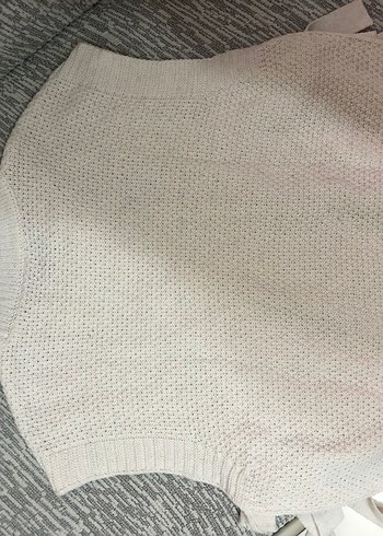 Kadın Bohem Örgü Kolsuz Gri Süveter - Görsel 2