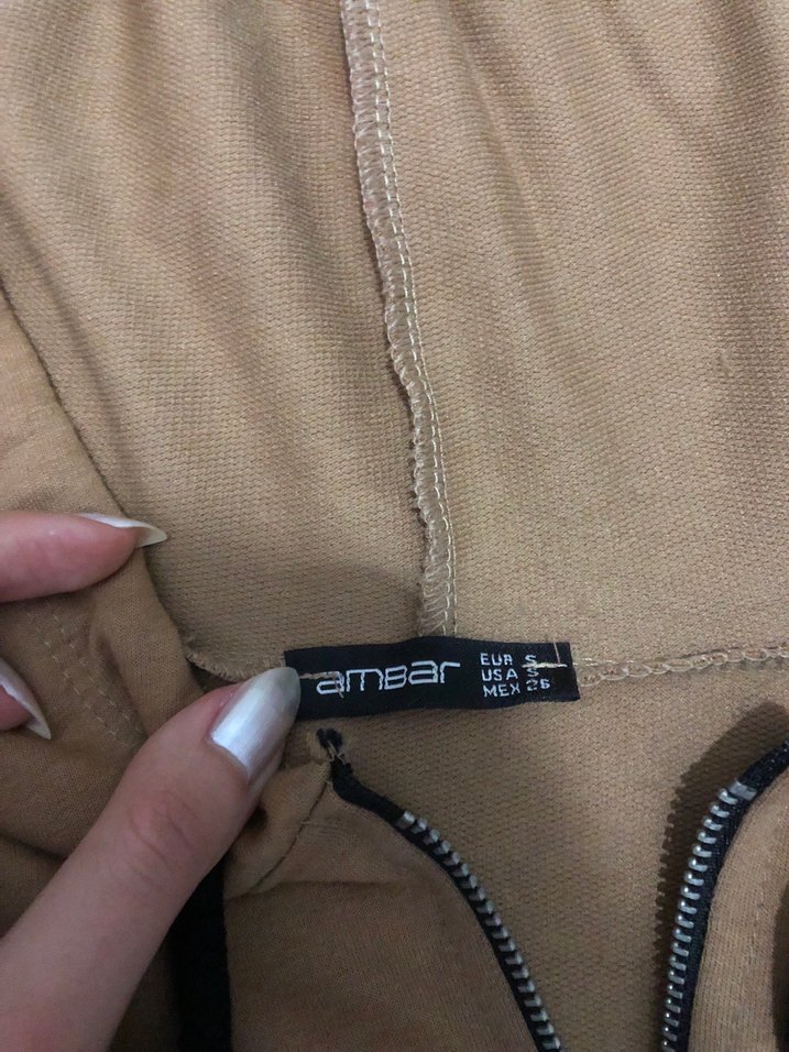 Kahverengi Kapüşonlu Fermuarlı Sweatshirt - Görsel 2