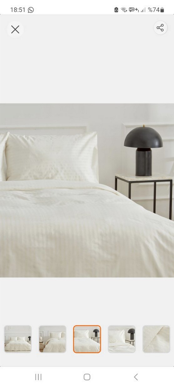 karaca ekru  Çizgili Yatak Örtüsü - Görsel 2