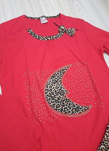 l Beden kırmızı Renk Leopar pijama