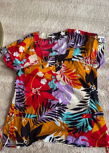 xl Beden Renkli Desenli Bohem Hamile Tunik