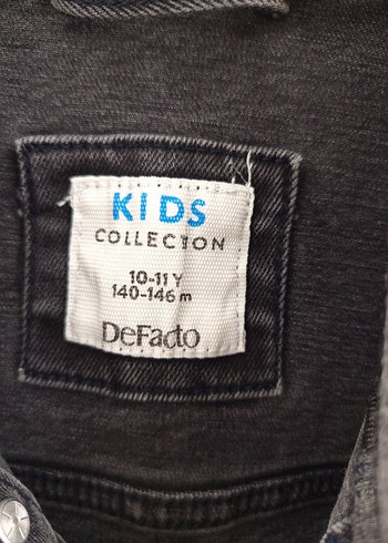 10 Yaş Beden Erkek Çocuk Gri Denim Düğmeli Ceket