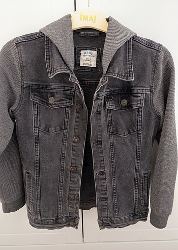 Erkek Çocuk Gri Denim Düğmeli Ceket