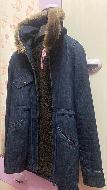 İçi Polarlı Kot Parka Kaban