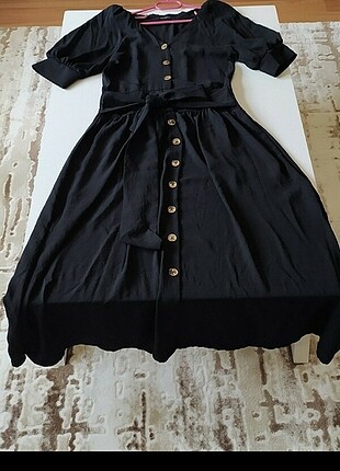 36 Beden siyah Renk Siyah düğmeli elbise 