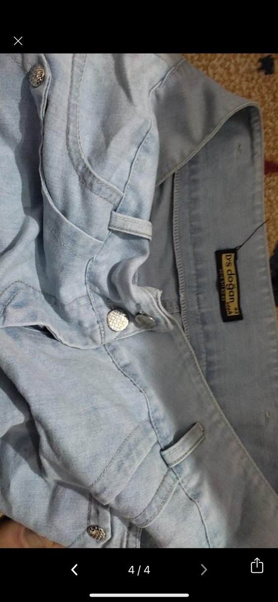 Düğmeli Mavi Midi Denim Etek - Görsel 3