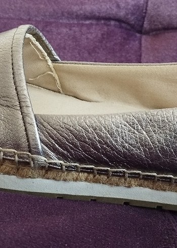 Kadın Bej Süet Kürklü Dolgu Topuk Espadril Hiç kullanılmadı