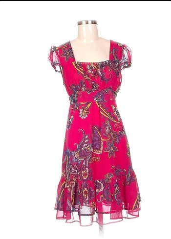 Pembe Bohem Midi Elbise