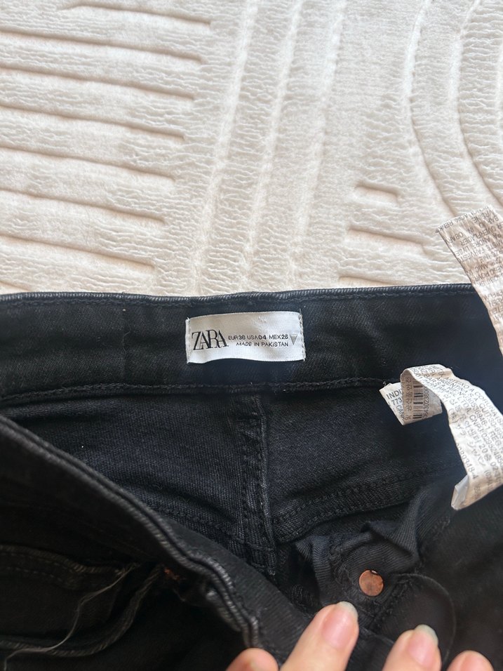 Kadın Siyah Kemerli Skinny Jean - Görsel 3