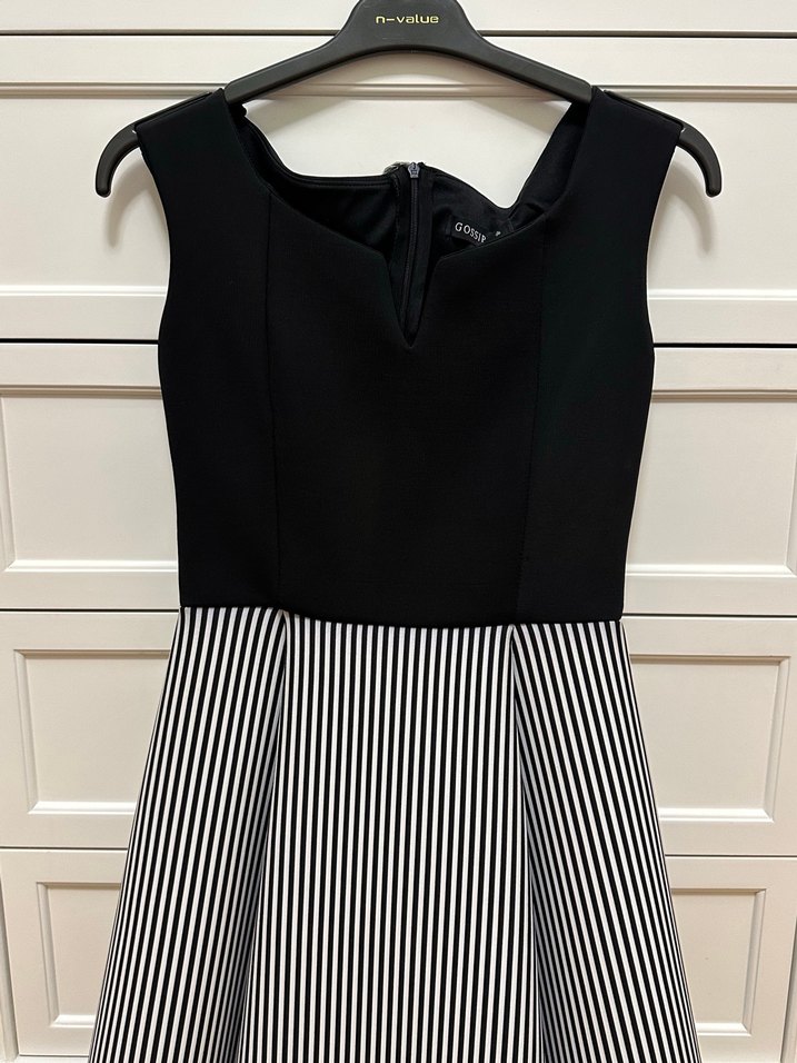 Çizgili Midi Mezuniyet Elbisesi - Görsel 2