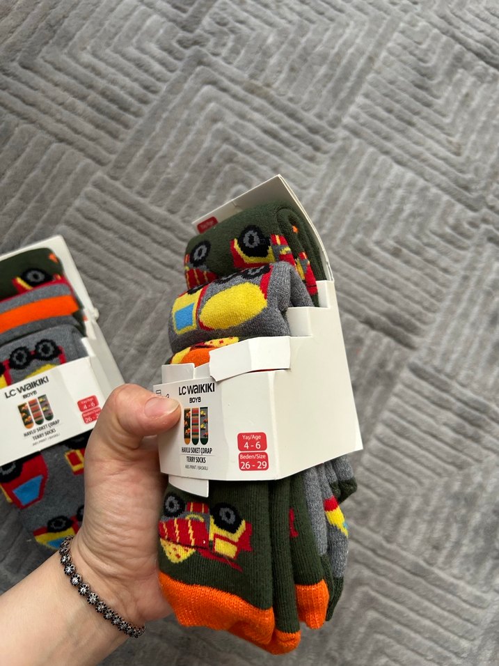 LC Waikiki Erkek Çocuk Desenli Çorap 3'lü - Görsel 4