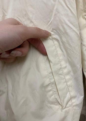 Beyaz Parlak Midi Hamile Ceket - Görsel 3