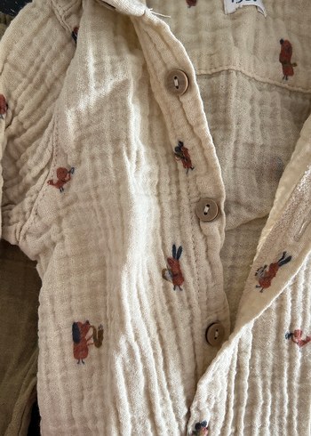 Bej Nakışlı Uzun Kollu Bebek Takımı - Görsel 4