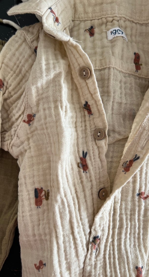 Bej Nakışlı Uzun Kollu Bebek Takımı - Görsel 4