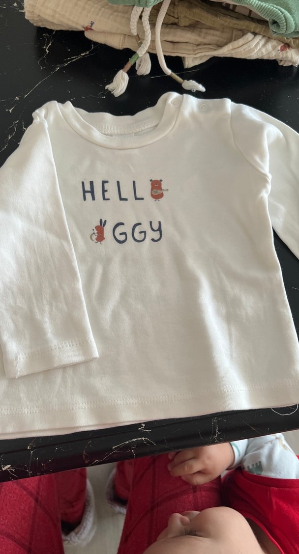 Bej Nakışlı Uzun Kollu Bebek Takımı - Görsel 5