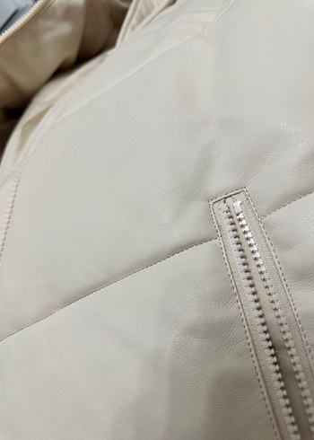 Bej Kadın Kışlık Mont Kapüşonlu - Görsel 2