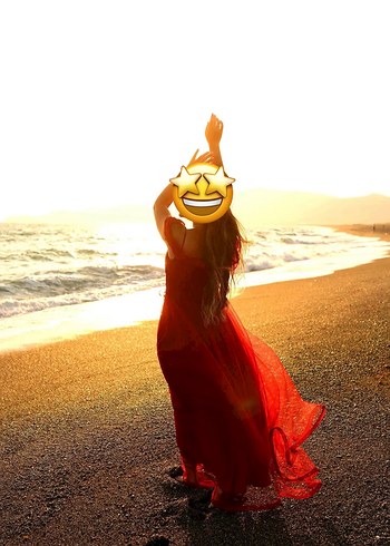 Kırmızı Drapeli Uzun Abiye Elbise - Görsel 3