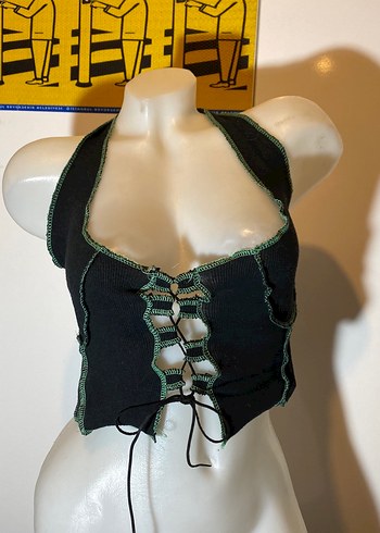 Kemer Detaylı Siyah Gotik Mini Büstiyer - Görsel 2