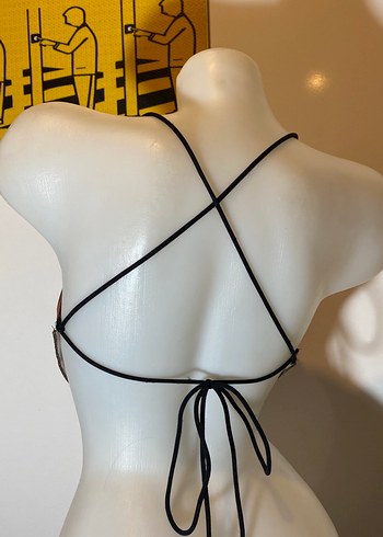 Drapeli Kahverengi Halter Yaka Bustier - Görsel 3