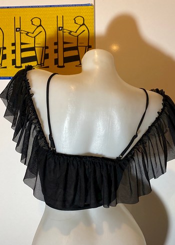 Siyah Fırfırlı Gotik Mini Büstiyer - Görsel 3