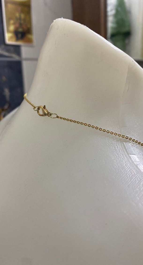 Altın Renkli Zincir Detaylı Minimalist Kolye - Görsel 3