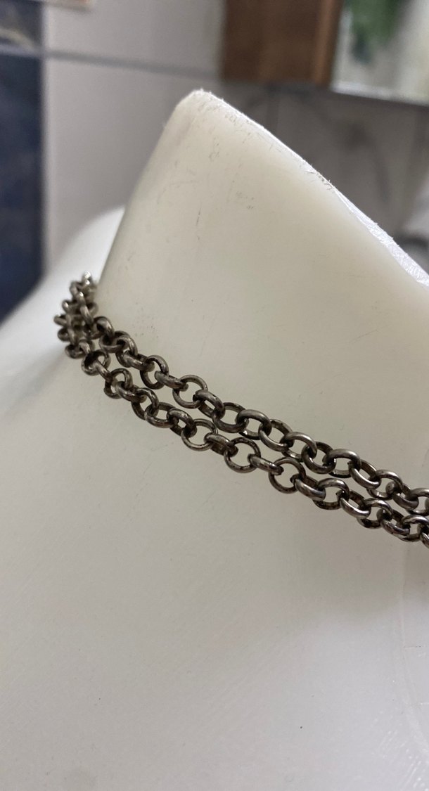 Gri Vintage Zincir Detaylı Kalp Kolye - Görsel 3