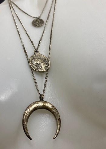 Bohem Gri Zincir Detaylı Uzun Kolye - Görsel 2