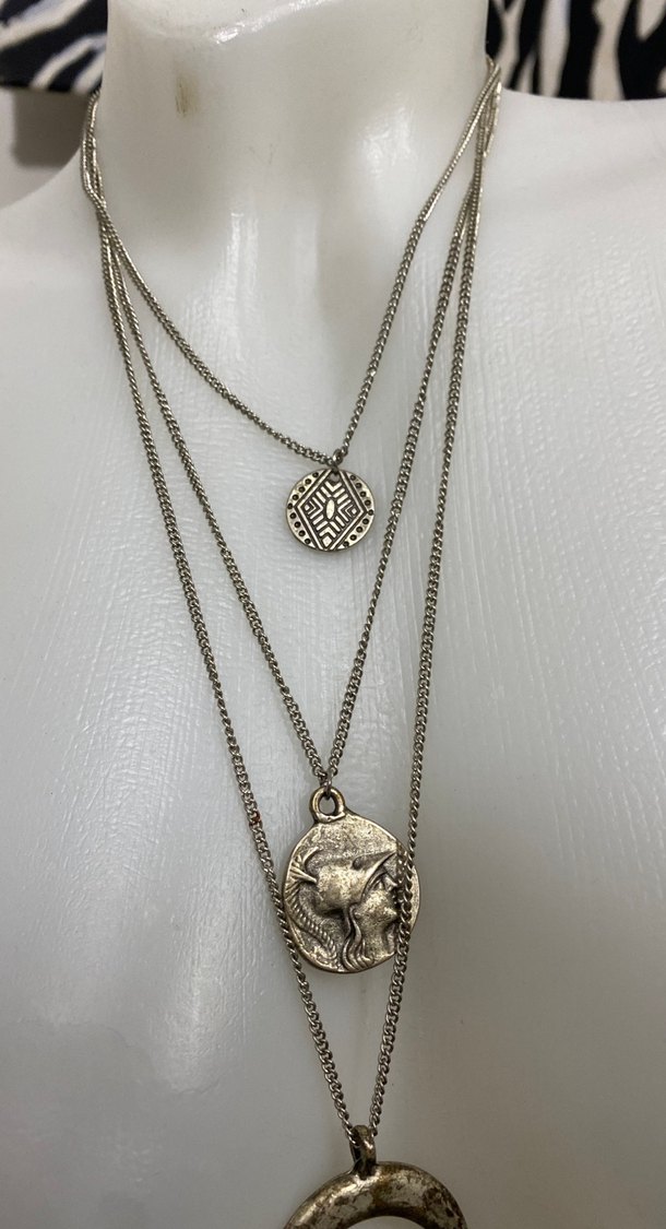 Bohem Gri Zincir Detaylı Uzun Kolye - Görsel 3