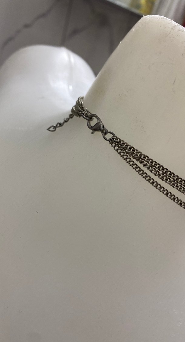 Bohem Gri Zincir Detaylı Uzun Kolye - Görsel 4