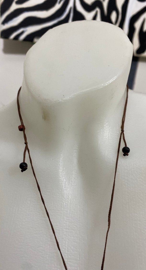 Bohem Tarz Uzun Boncuklu Kahverengi Kolye - Görsel 3