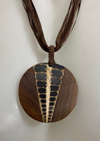 Uzun Kahverengi Boncuklu Yılan Desenli Bohem Kolye - Görsel 2