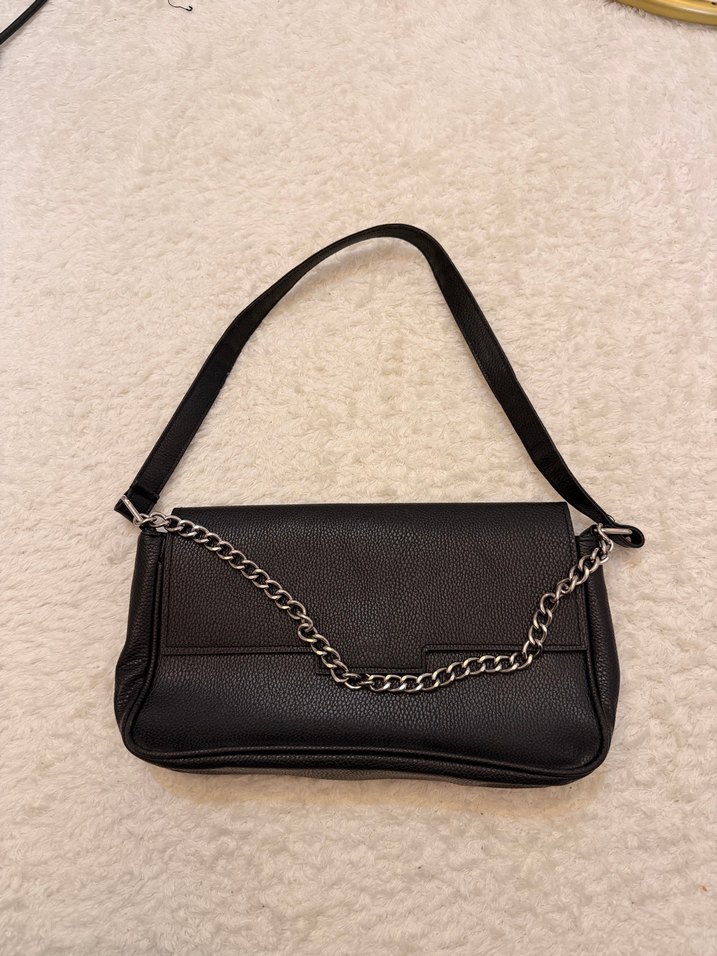 Siyah  Desenli Kürklü Deri Kadın Çanta - Görsel 4