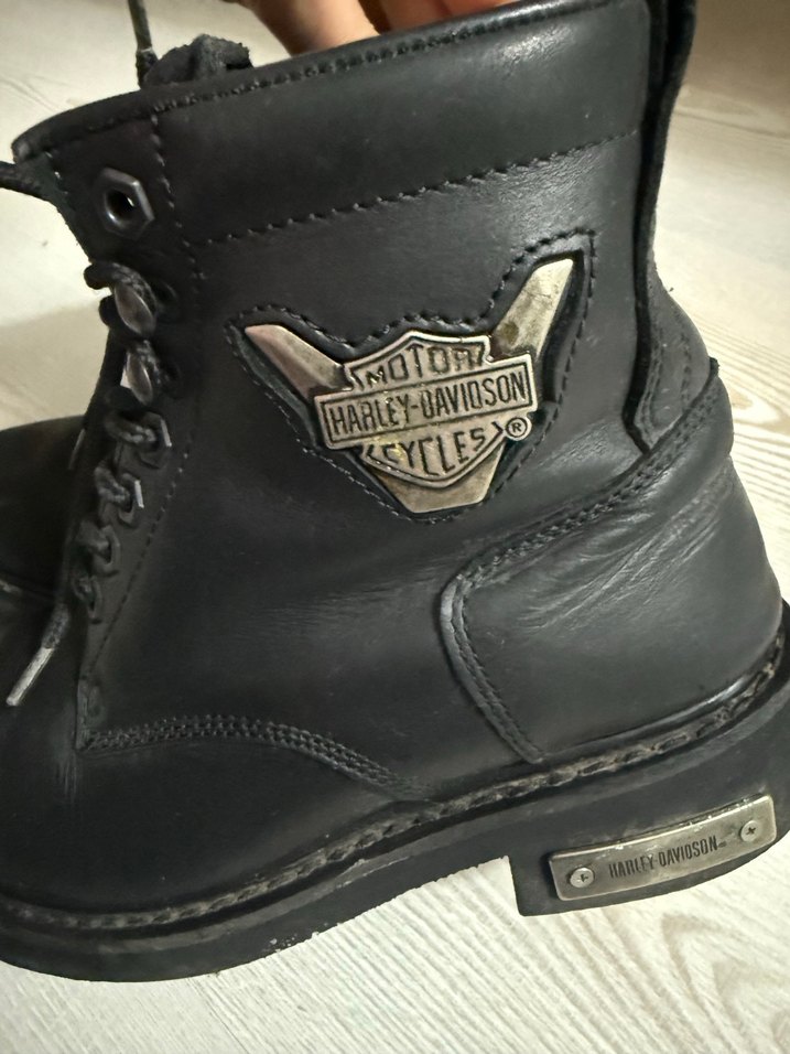 Harley Davidson Siyah Deri Gibson Postal Bot - Görsel 4