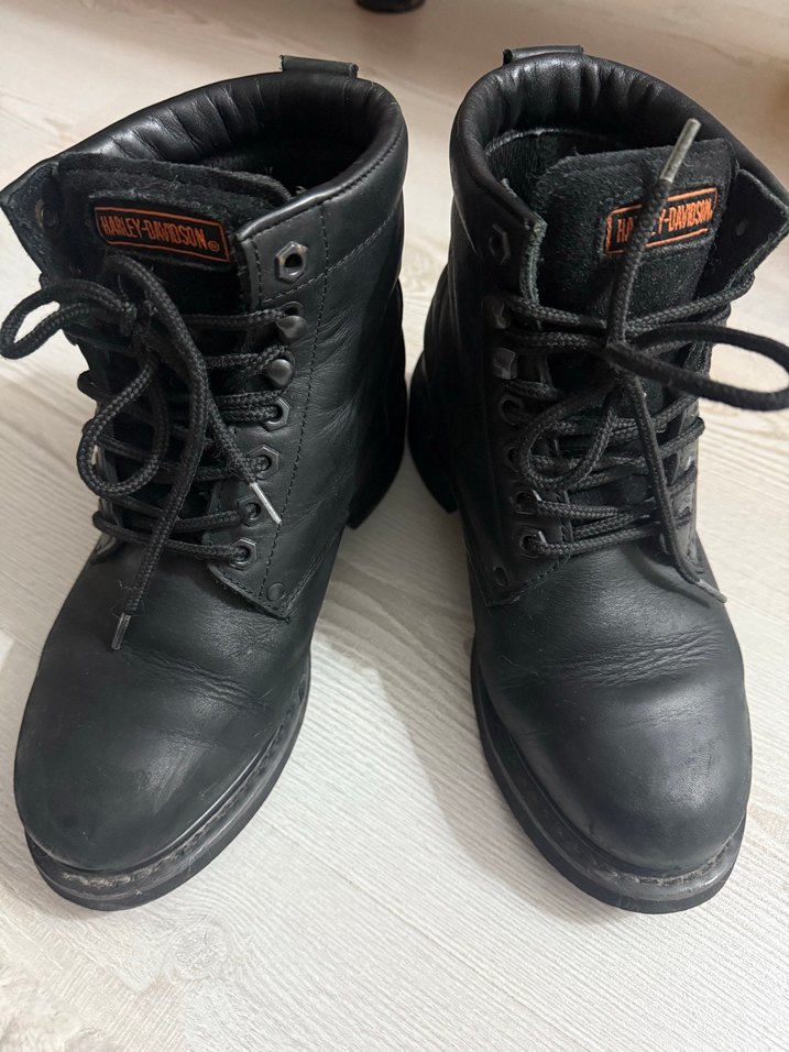 Harley Davidson Siyah Deri Gibson Postal Bot - Görsel 2