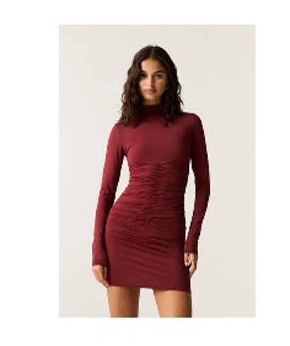Pull And Bear Bordo Mini Elbise
